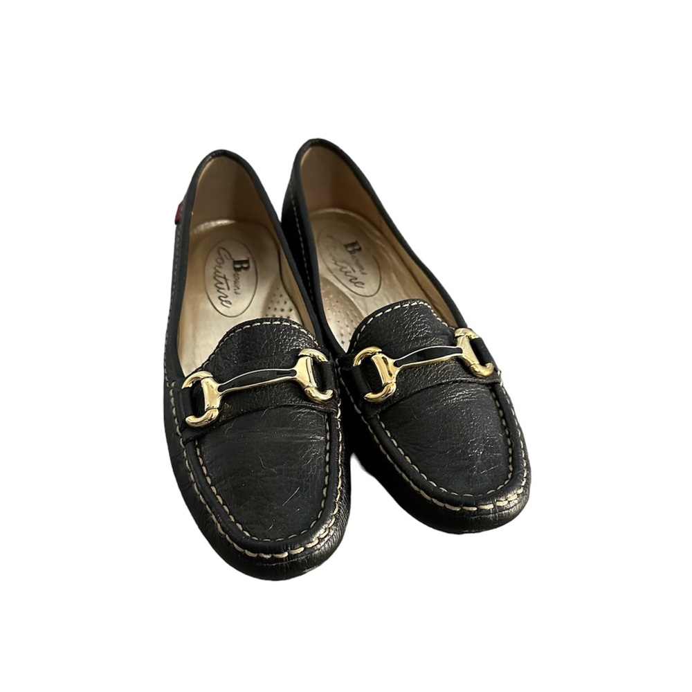 Browns Couture Women’s Black Leather Loafer with Gold Details